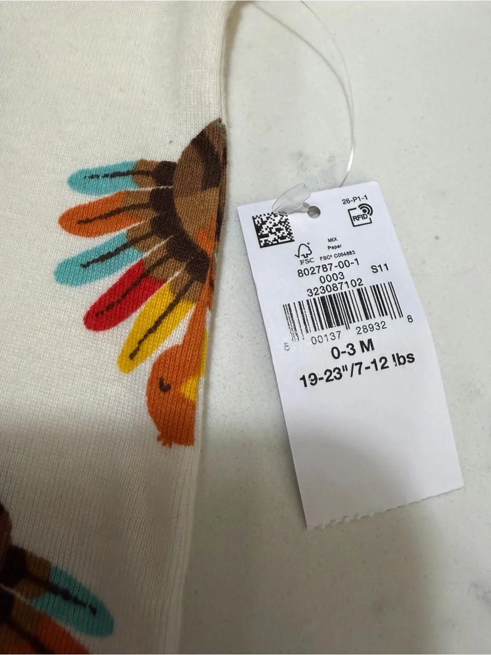 Old Navy Cream Footed One-Piece with Colorful Turkey Motif bundle of two pieces.